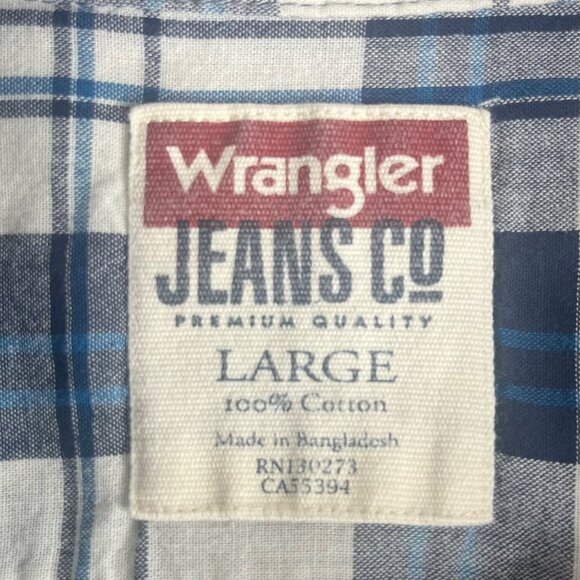 Wrangler Jeans Mens Button Front Flannel Shirt Blue Size Large - Picture 6 of 8
